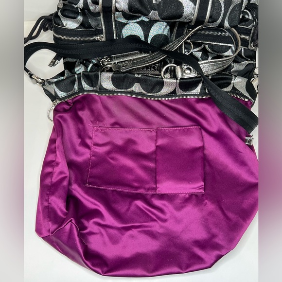 Coach Poppy Black and Silver Matalic Signature Lurex Handbag #14435 - Picture 11 of 15